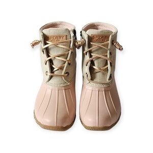 Sperry Rain Boots - Pink/Tan - Size 6.5
